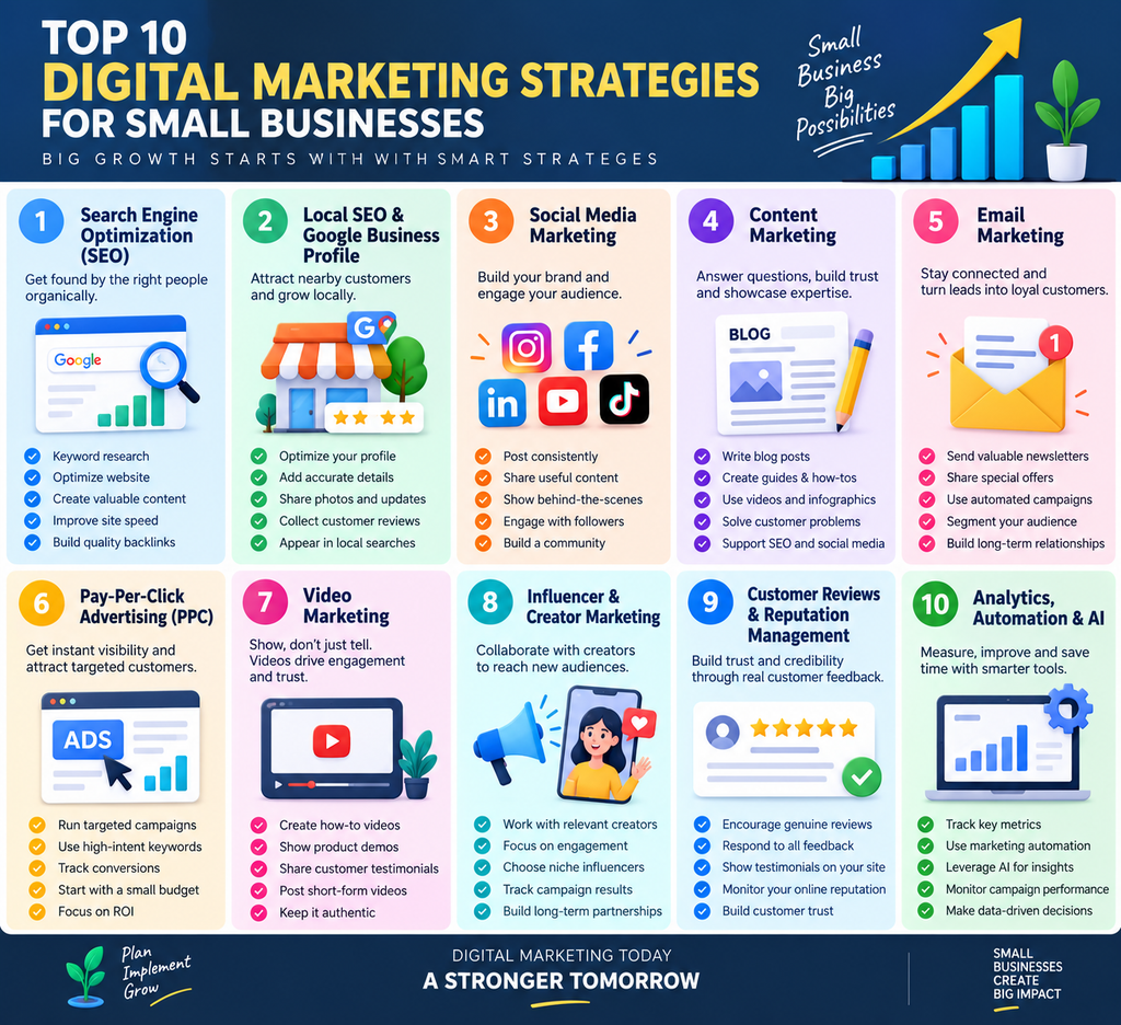 Top 10 digital marketing strategies for small businesses digital marketing planner